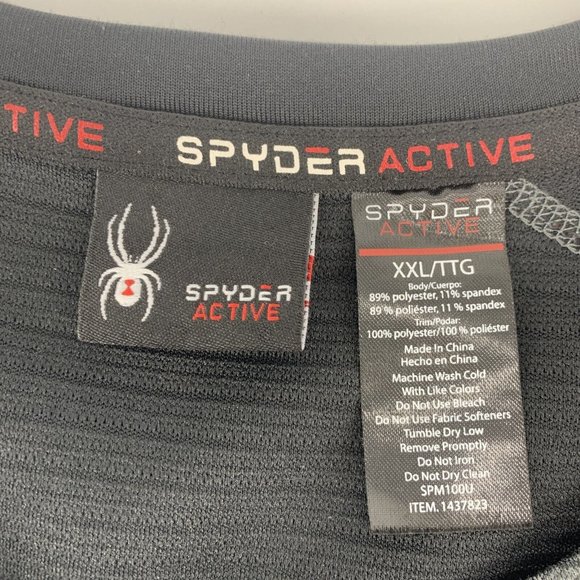 Men's Spyder Active Long Sleeve Pullover Shirt Gray XXL 4-Way Stretch Quick Dry - Picture 6 of 7